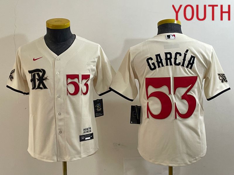 Youth Texas Rangers #53 Garcia Cream City Edition 2024 Nike Game MLB Jersey style 2